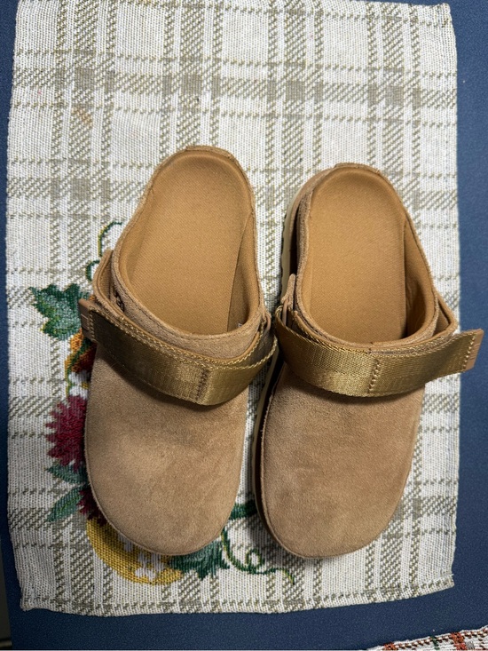 UGG Shoes - UGG women’s Suede Tan Slip-On Clog with Hook-and-Loop Stra